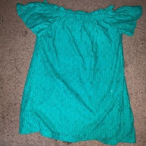 Green ANA Off the Shoulder Dress